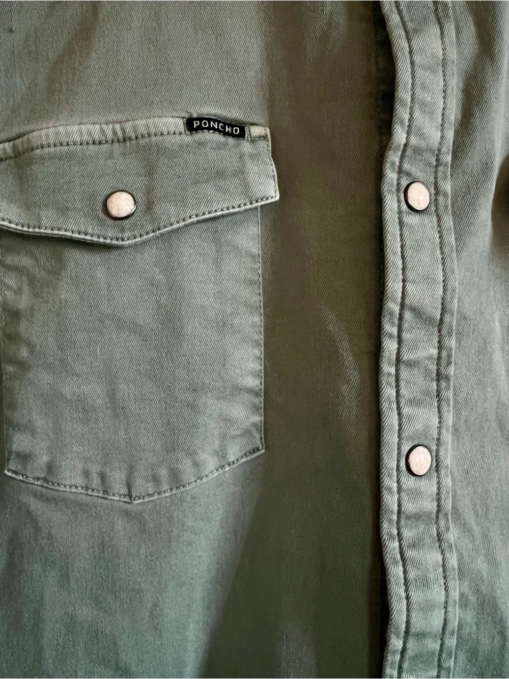 Men's Poncho Sage Brush Ventura Denim Button-Front Work Shirt - Picture 5 of 8